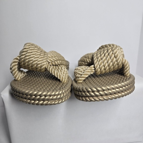 ASOS DESIGN Josie Chunky Knot Jelly Mule Sandals Gold US 7‎ Trendy Coastal - Picture 3 of 9